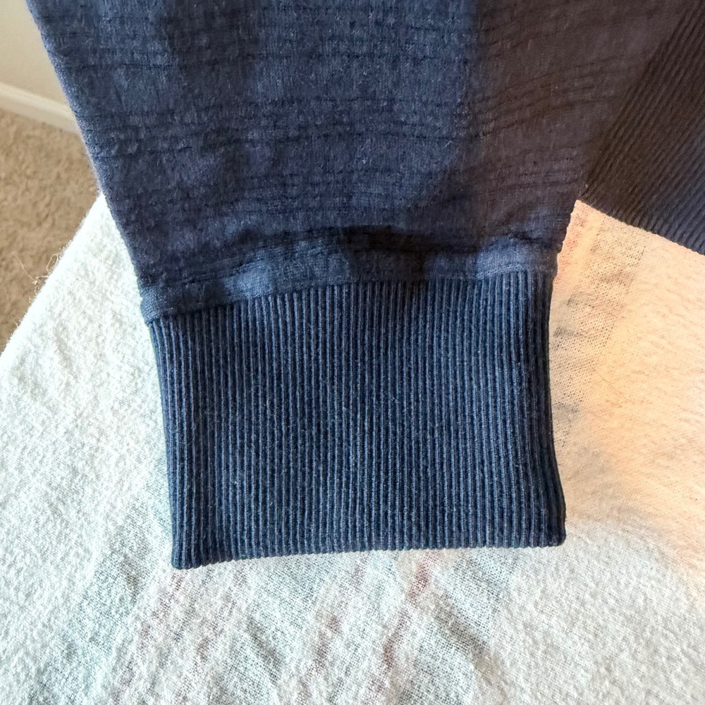 Oliver Spencer Mens Navy Blue Textured Cotton Crewneck Sweatshirt Large - Picture 4 of 12